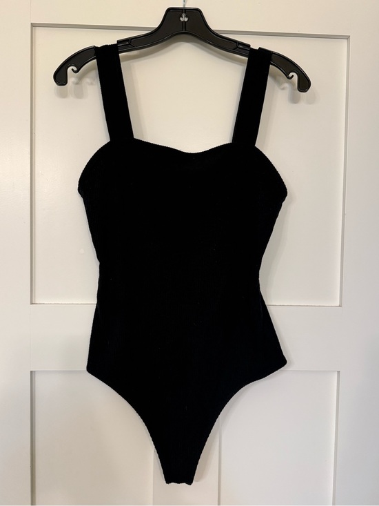 American Eagle Outfitters Tops - American Eagle Black Ribbed Tank Thong Bodysuit Size Large